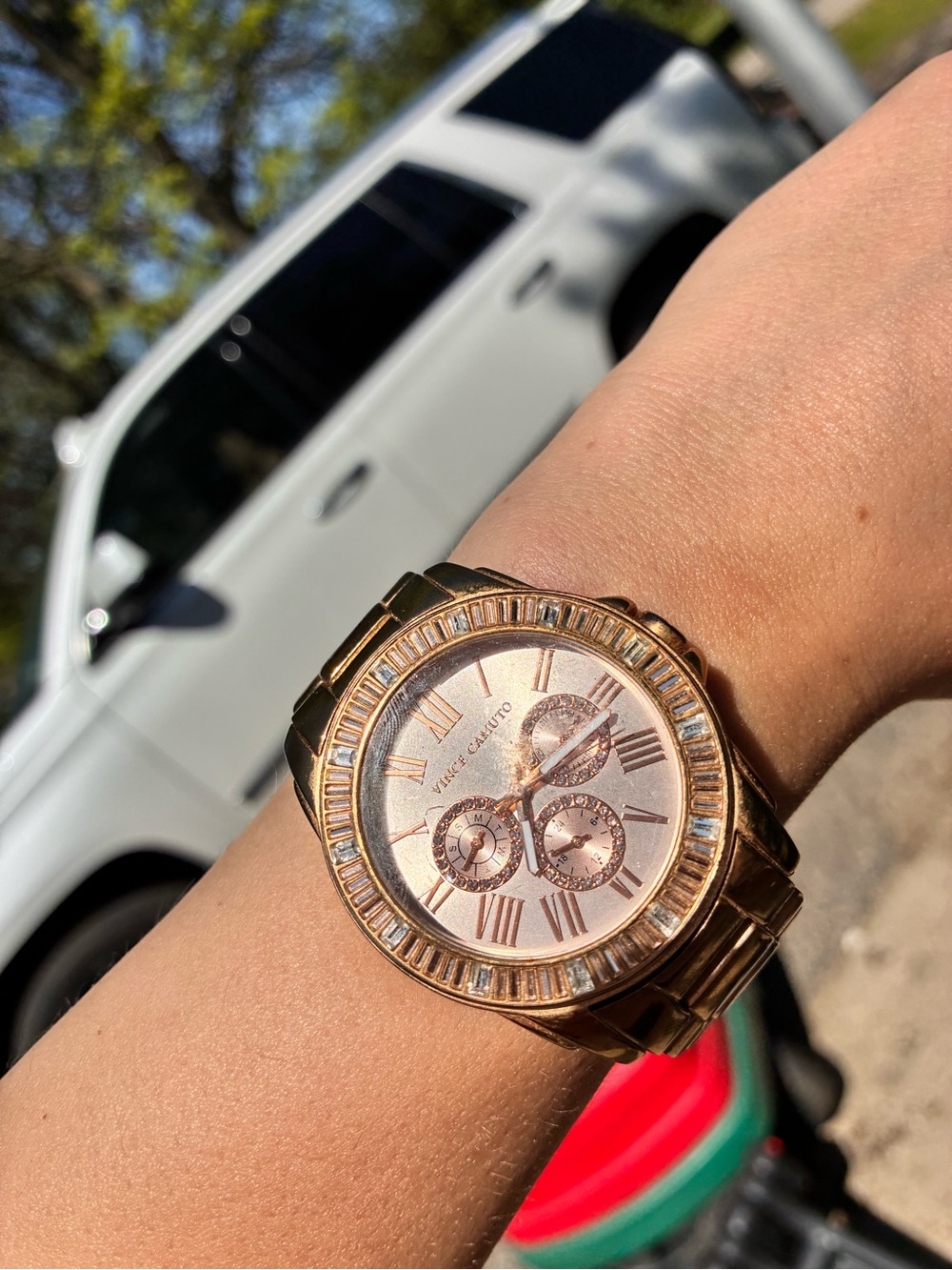 Vince Camuto Rose Gold Crystal Accent Womens Watch